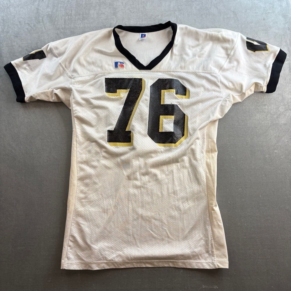 VTG Russell Athletic Football Jersey #76 White Black Mesh Men's XL‎